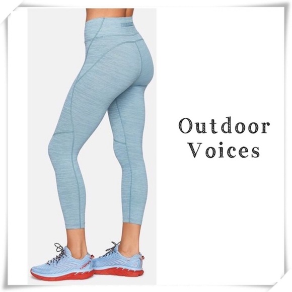 Outdoor Voices Core 3/4 Leggings Workout Tights Light Blue Green - Picture 1 of 9
